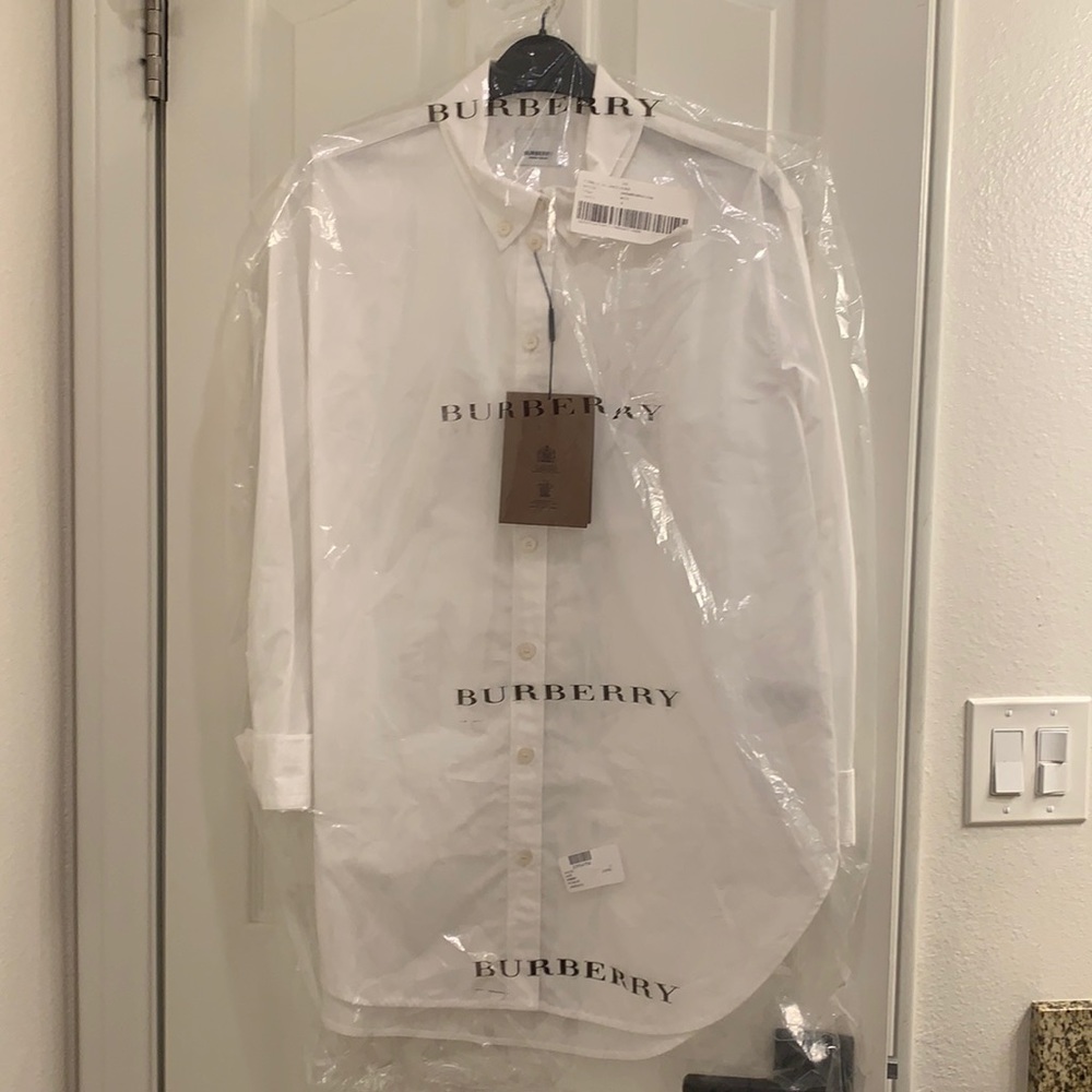 Burberry White Button Down Shirt New